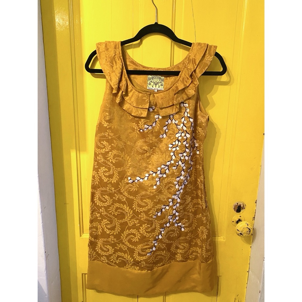 Anthropologie Chinoiserie Ruffle Dress 6 Small